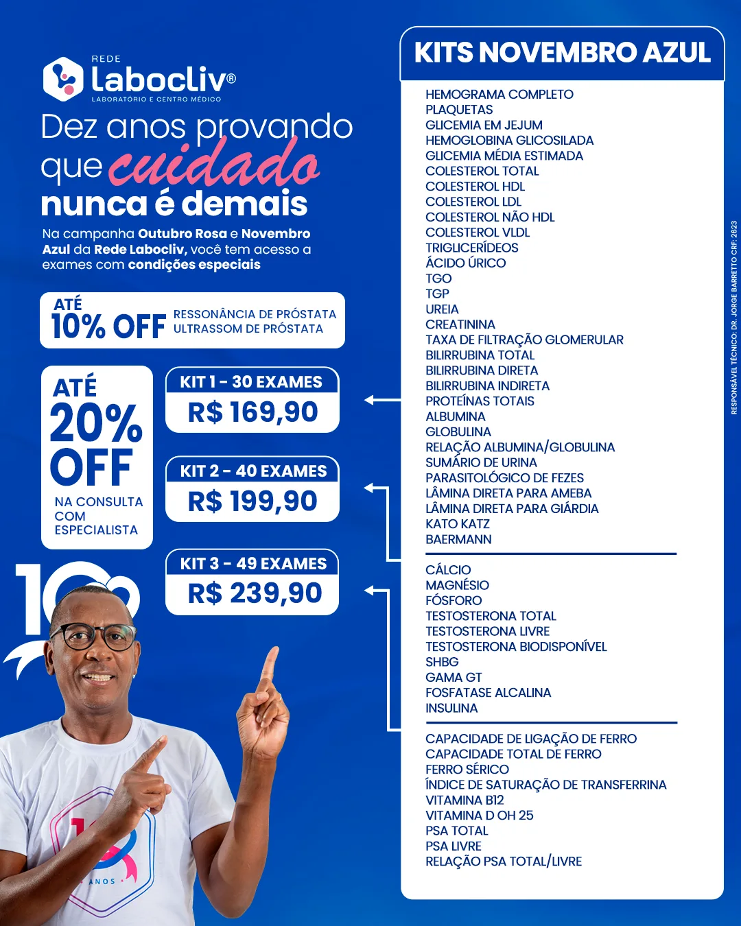 Arte da campanha Kits Novembro Azul da Rede Labocliv